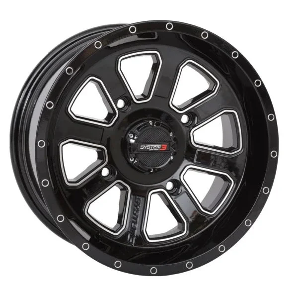 System 3 ST-4 14×7 ATV/UTV Wheel – Gloss Black (4/110) 4+3 [14S3-4110]