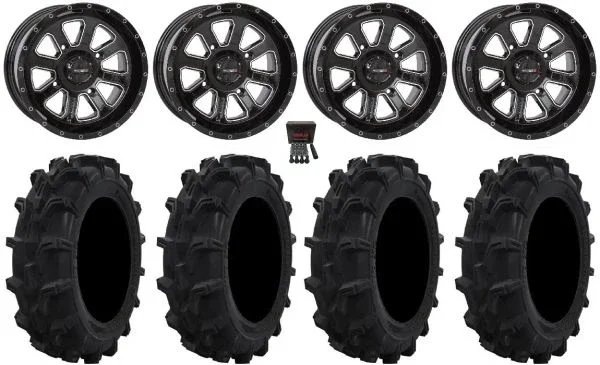 System 3 ST-4 14″ Wheels Black 29″ Mud XC Tires Can-Am Commander Maverick Renegade Outlander Defender