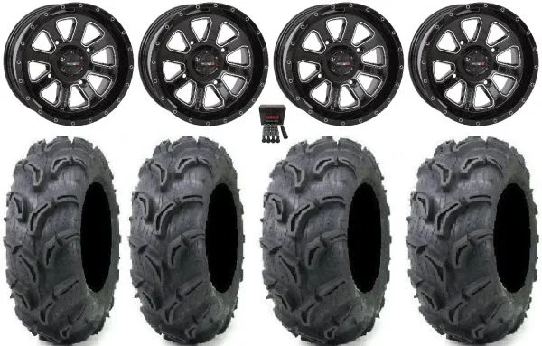 System 3 ST-4 Black 14″ Wheels 27″ Zilla Tires Honda Foreman Rancher SRA