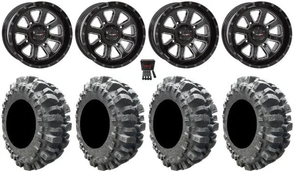 System 3 ST-4 Black 14″ Wheels 30″ Bogger Tires Polaris RZR XP 1000 / PRO XP / Ranger XP 900/1000