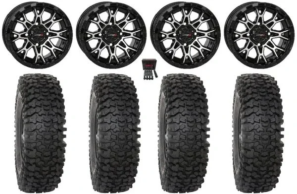System 3 ST-6 14″ Wheels Black 28″ RC500 Tires Can-Am Commander Maverick Renegade Outlander Defender