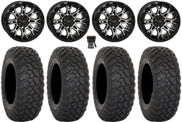 System 3 ST-6 14″ Wheels Black 28″ RT320 Tires Polaris Sportsman / RZR / Ranger