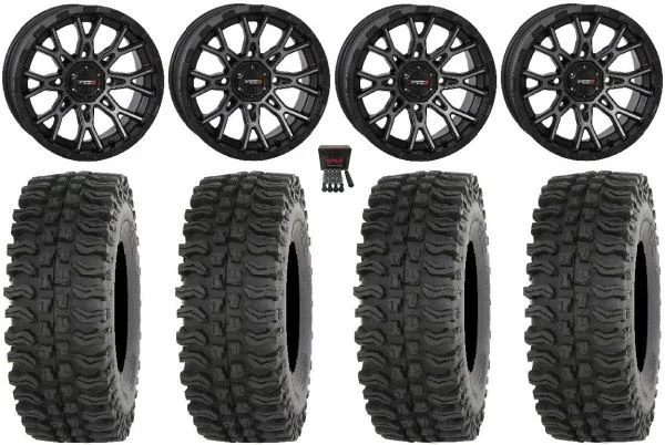 System 3 ST-6 14″ Wheels Dark Tint 27″ BDC Tires Can-Am Maverick X3 / Honda Pioneer 1000 / Talon