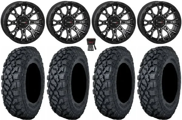 System 3 ST-6 14″ Wheels Dark Tint 28″ Klever X/T Tires Can-Am Maverick X3 / Honda Pioneer 1000 / Talon