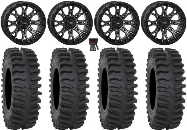 System 3 ST-6 14″ Wheels Dark Tint 32″ XT400 Tires Kawasaki Teryx Mule