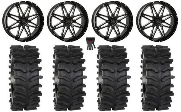 System 3 ST-7 20″ Wheels Milled 33″ XT400 Tires Yamaha Viking Wolverine YXZ1000R