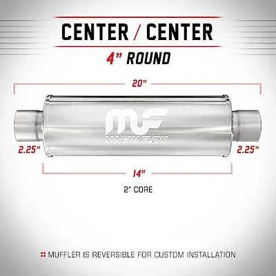Universal Muffler/Silencer 2.25 C/C Round 4 x 14 | #10445 | MagnaFlow