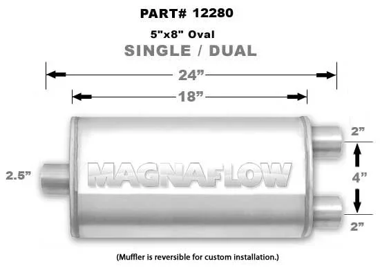 Universal Muffler/Silencer 2.5/2 S/D Oval 5×8 x 18 | #12280 | MagnaFlow