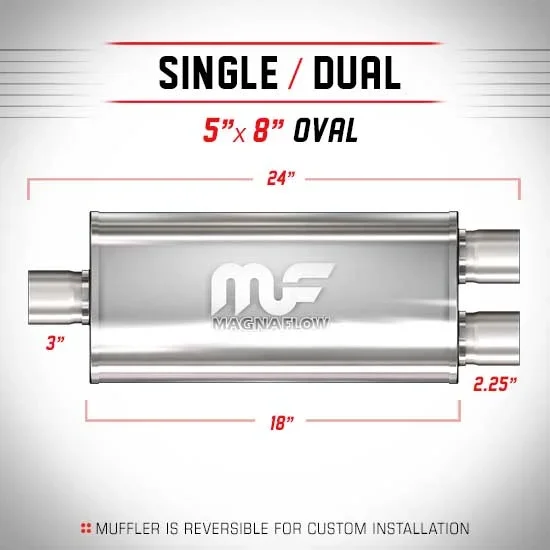 Universal Muffler/Silencer 3/2.25 S/D Oval 5×8 x 18 | #12278 | MagnaFlow