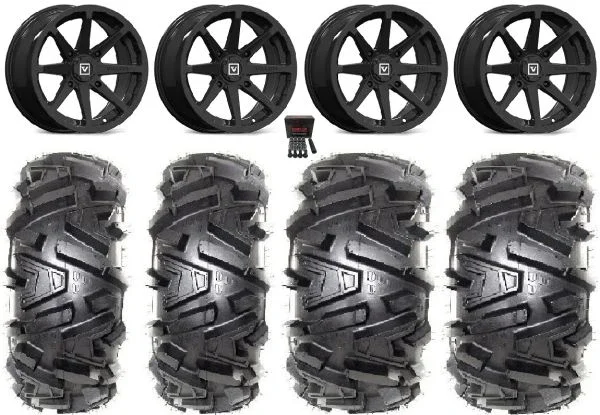 Valor V01 14″ Wheels Black 26″ Moto MTC Tires Kawasaki Teryx Mule