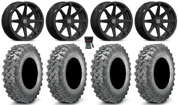 Valor V01 14″ Wheels Black 28″ Lynx SXS Tires Sportsman 550 850 1000