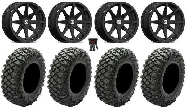 Valor V01 14″ Wheels Black 32″ Crawler XG Tires Polaris RZR XP 1000 / PRO XP / Ranger XP 900/1000