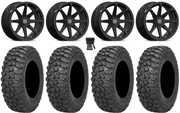 Valor V01 15″ Wheels Black 30″ Trail Saw 2.0 Tires Kawasaki Teryx Mule