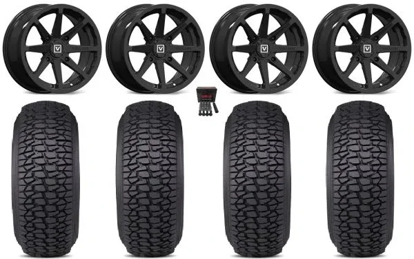 Valor V01 15″ Wheels Black 32″ Regulator 2 Tires Kawasaki Mule Pro FXT KRX / Yamaha Wolverine RMAX / YXZ 2019+
