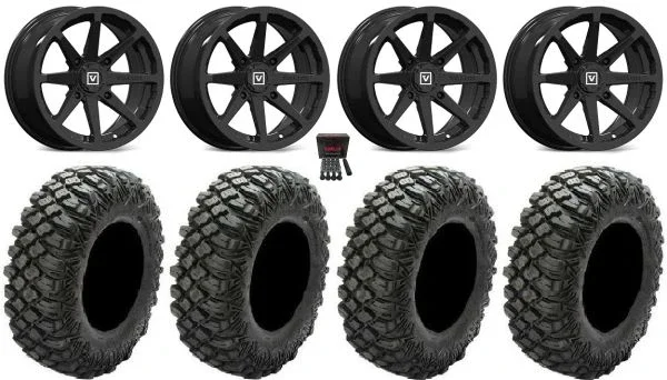Valor V01 15″ Wheels Black 35″ Crawler XG Tires Kawasaki Teryx Mule
