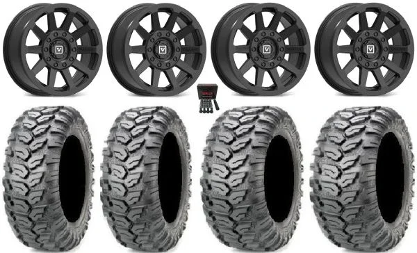 Valor V02 14″ Wheels Black 26″ Ceros Tires Sportsman 550 850 1000