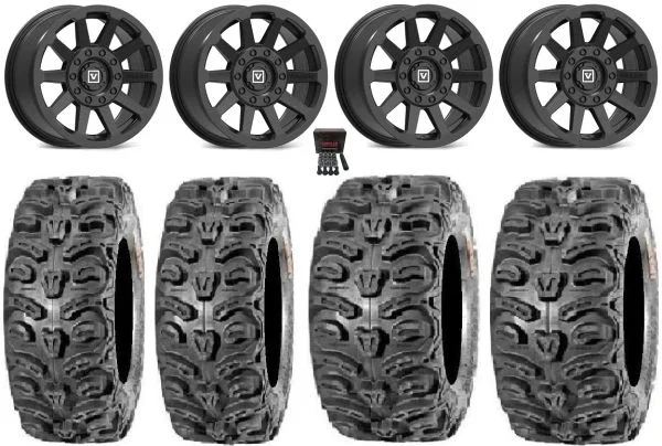 Valor V02 14″ Wheels Black 28″ Bear Claw HTR Tires Can-Am Maverick X3 / Honda Pioneer 1000 / Talon