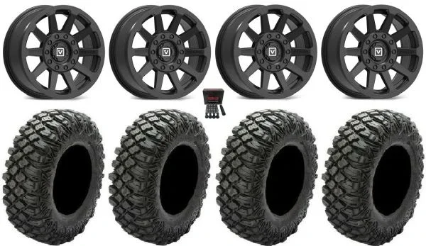 Valor V02 15″ Wheels Black 33″ Crawler XR Tires Can-Am Maverick X3 / Honda Pioneer 1000 / Talon