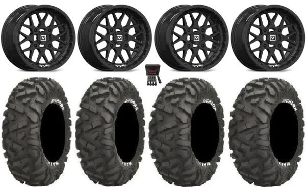 Valor V03 14″ Wheels Black 26″ BigHorn Tires Can-Am Commander Maverick Renegade Outlander Defender
