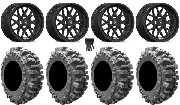 Valor V03 14″ Wheels Black 27″ Bogger Tires Polaris Sportsman / RZR / Ranger