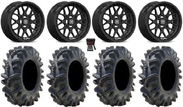 Valor V03 15″ Wheels Black 34″ Terminator Tires Yamaha Viking Wolverine YXZ1000R