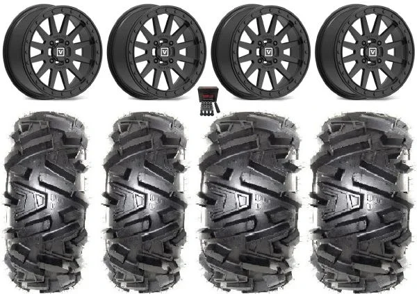 Valor V05 Beadlock 14″ Wheels Black 26″ Moto MTC Tires Kawasaki Mule Pro FXT KRX / Yamaha Wolverine RMAX / YXZ 2019+