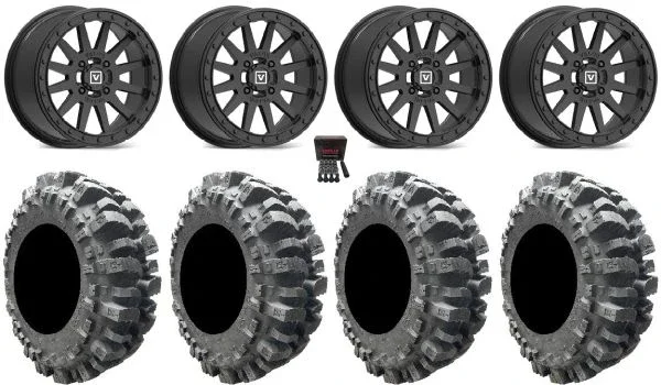 Valor V05 Beadlock 14″ Wheels Black 27″ Bogger Tires Polaris Sportsman / RZR / Ranger