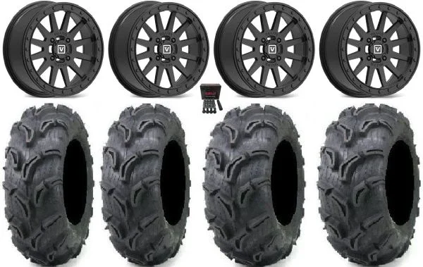 Valor V05 Beadlock 14″ Wheels Black 27″ Zilla Tires Kawasaki Teryx Mule
