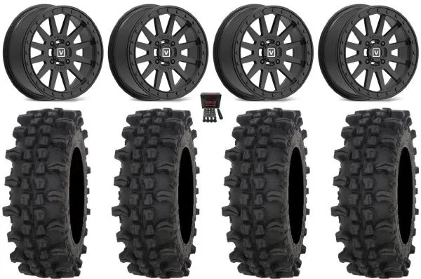 Valor V05 Beadlock 14″ Wheels Black 30″ ACP Tires Can-Am Commander Maverick Renegade Outlander Defender