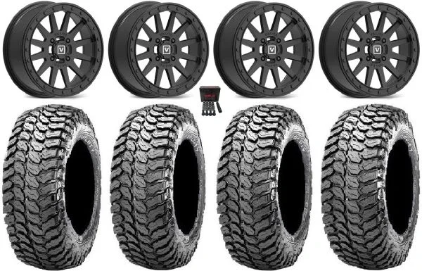 Valor V05 Beadlock 14″ Wheels Black 30″ Liberty Tires Can-Am Commander Maverick Renegade Outlander Defender