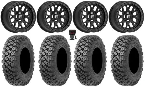 Valor V07 Beadlock 15″ Wheels Black 32″ Alpha Tires Polaris Sportsman / RZR / Ranger