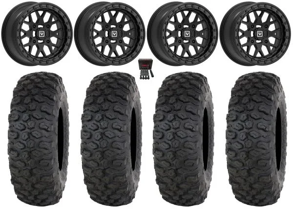 Valor V07 Beadlock 15″ Wheels Black 35″ Chicane DS Tires Can-Am Commander Maverick Renegade Outlander Defender