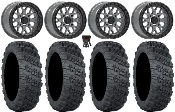 Valor V07 Beadlock 15″ Wheels Graphite 30″ Versa Cross V3 Tires Can-Am Maverick X3 / Honda Pioneer 1000 / Talon