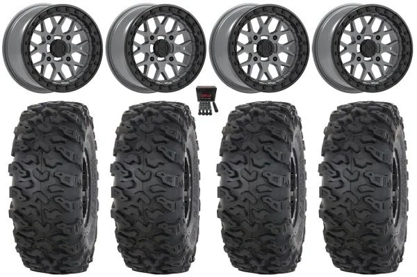 Valor V07 Beadlock 15″ Wheels Graphite 33″ Roctane T4 Tires Polaris RZR XP 1000 / PRO XP / Ranger XP 900/1000