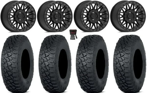 Valor V08 Beadlock 15″ Wheels Black 30″ Tenacity XNR 8ply Tires Can-Am Maverick X3 / Honda Pioneer 1000 / Talon