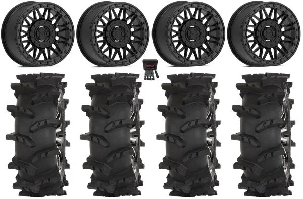 Valor V08 Beadlock 15″ Wheels Black 33″ Outlaw Max Tires Can-Am Maverick X3 / Honda Pioneer 1000 / Talon