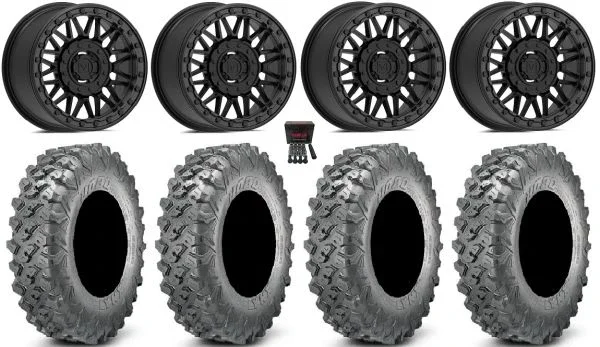 Valor V08 Beadlock 15″ Wheels Black 35″ Lynx SXS Tires Can-Am Maverick X3 / Honda Pioneer 1000 / Talon