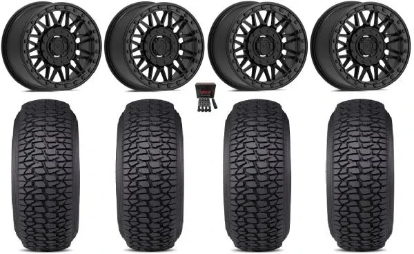Valor V08 Beadlock 15″ Wheels Black 35″ Regulator 2 Tires Kawasaki Mule Pro FXT KRX / Yamaha Wolverine RMAX / YXZ 2019+