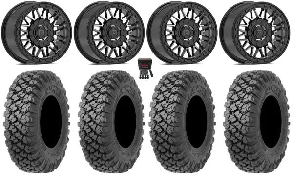 Valor V08 Beadlock 15″ Wheels Dark Tint 35″ Alpha Soft Tires Can-Am Maverick X3 / Honda Pioneer 1000 / Talon