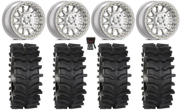 Valor V09 Beadlock 15×10″ Wide Wheels Mh 32″ XT400W Tires Kawasaki Teryx Mule