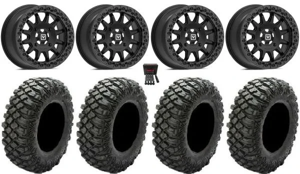 Valor V09 Beadlock 15″ Wheels Black 30″ Crawler XG Tires Can-Am Maverick X3 / Honda Pioneer 1000 / Talon