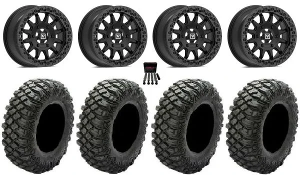 Valor V09 Beadlock 15″ Wheels Black 30″ Crawler XR Tires Can-Am Maverick R