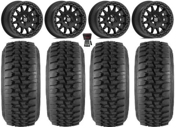 Valor V09 Beadlock 15″ Wheels Black 32″ Desert Series Tires CFMoto UForce U10 Pro / U10 XL Pro / ZForce Z10 / Z10-4