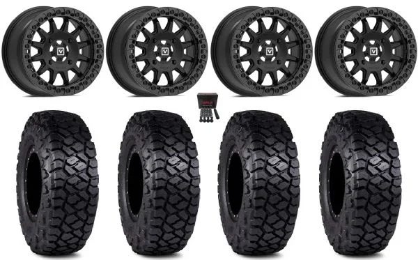 Valor V09 Beadlock 15″ Wheels Black 32″ Intersect Tires Can-Am Maverick X3 / Honda Pioneer 1000 / Talon