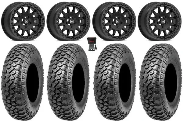 Valor V09 Beadlock 15″ Wheels Black 32″ RAZR XT Tires Polaris RZR Turbo R & Pro R Ranger 1500 Xpedition