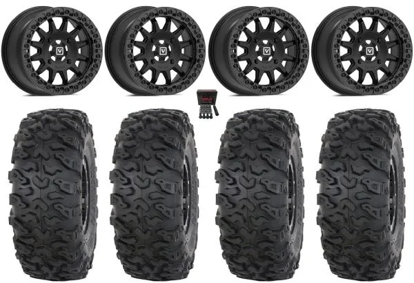 Valor V09 Beadlock 15″ Wheels Black 32″ Roctane T4 Tires Can-Am Commander Maverick Renegade Outlander Defender