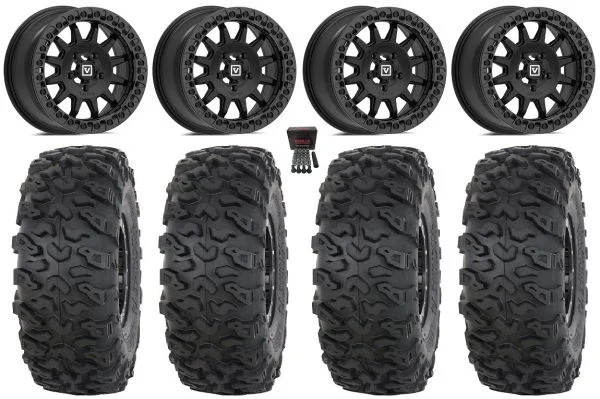 Valor V09 Beadlock 15″ Wheels Black 33″ Roctane T4 Tires Polaris RZR Turbo R & Pro R Ranger 1500 Xpedition
