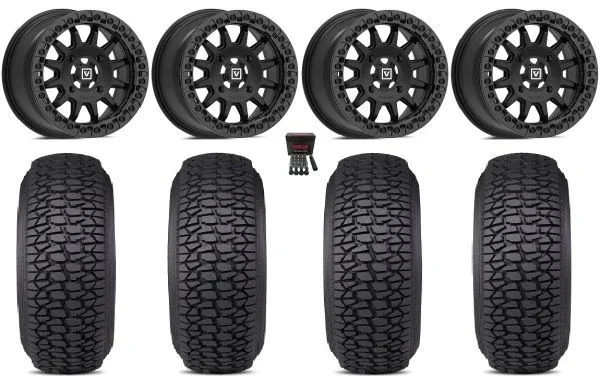 Valor V09 Beadlock 15″ Wheels Black 35″ Regulator 2 Tires Kawasaki Teryx Mule