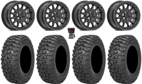 Valor V09 Beadlock 15″ Wheels Charcoal 32″ Trail Saw 2.0 Tires Polaris RZR Turbo R & Pro R Ranger 1500 Xpedition