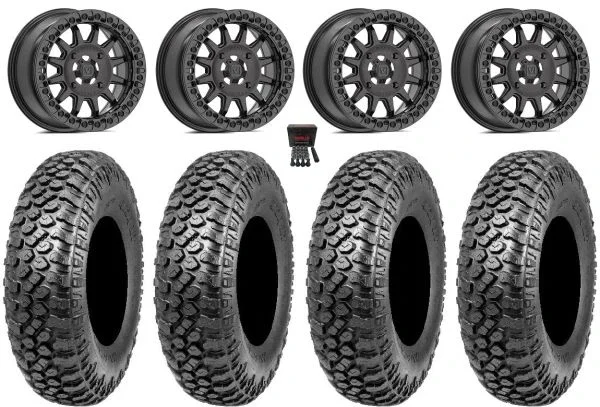 Valor V09 Beadlock 15″ Wheels Charcoal 33″ RAZR XT Tires Can-Am Commander Maverick Renegade Outlander Defender